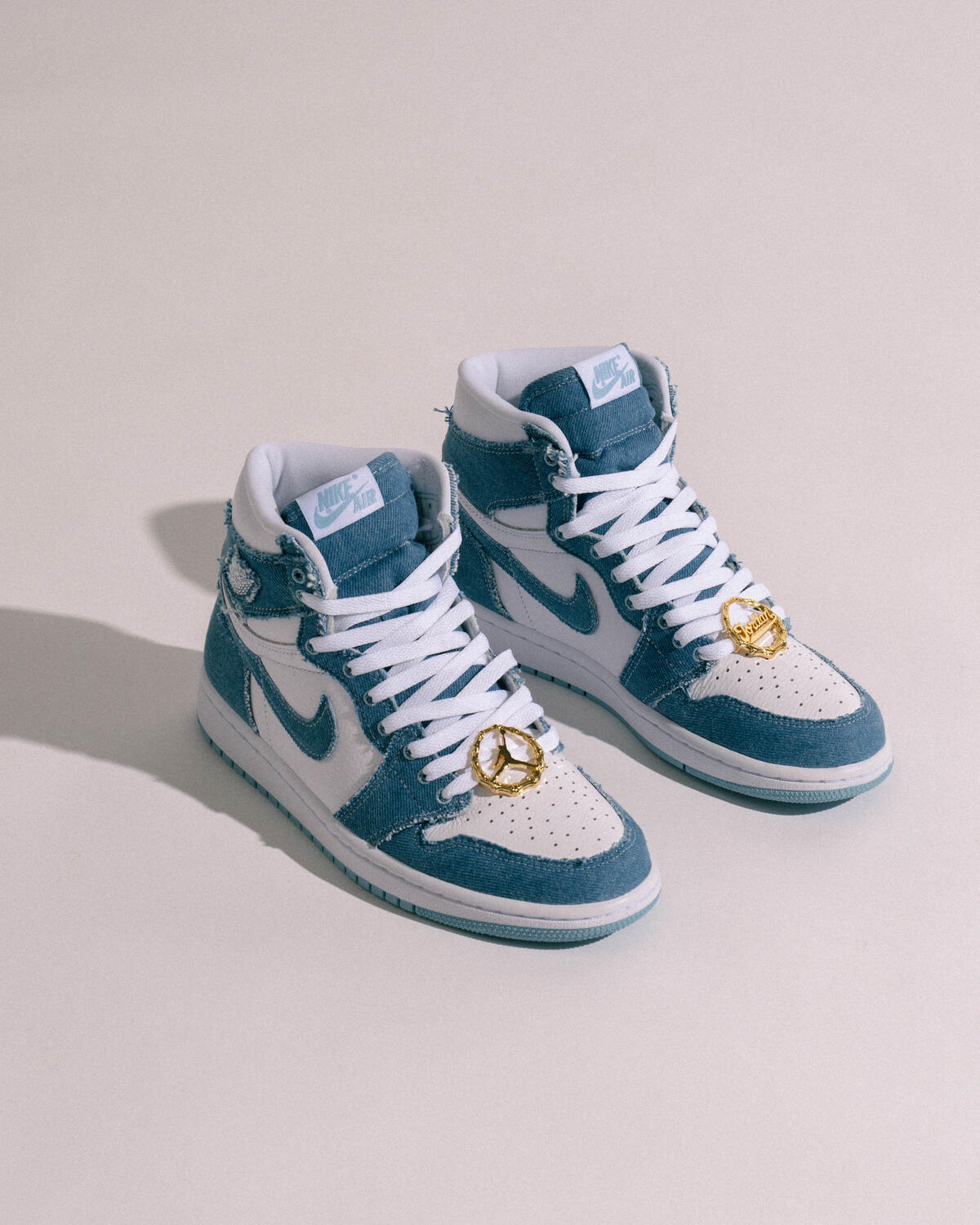 Blue white fashion and gold air jordan 1